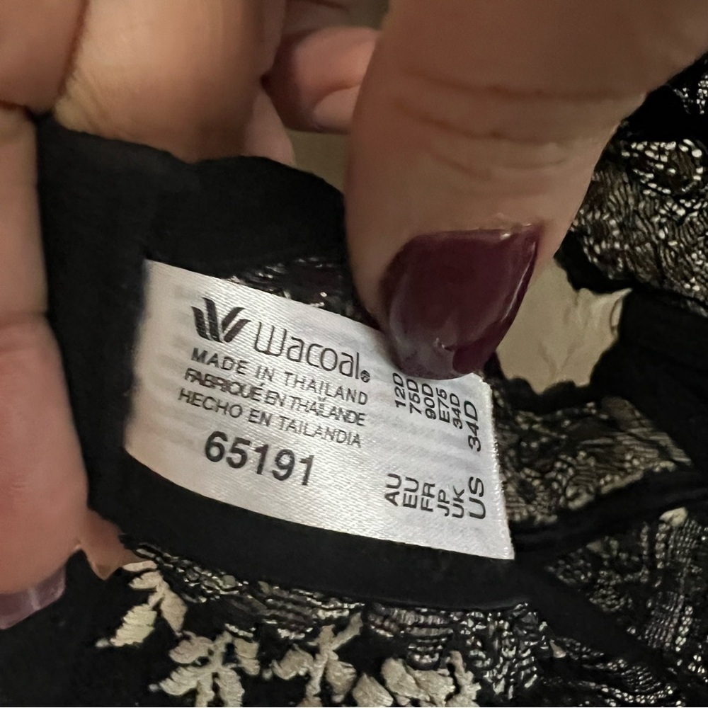 Wacoal Embrace Lace‎ Underwire Black/Cream Bra - Picture 7 of 8